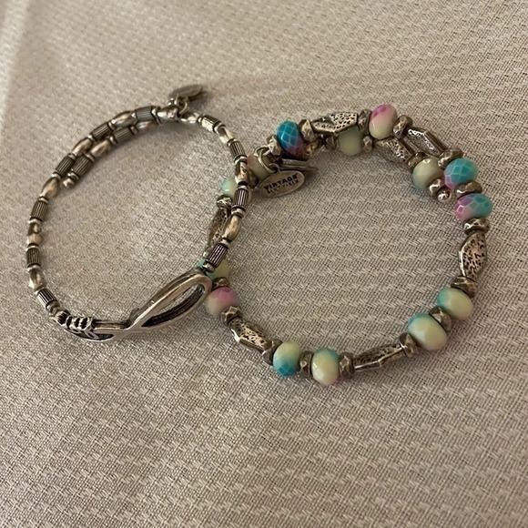 Alex & ani women’s bracelet vintage sixty six wrap bangle bead  set silver metal - Picture 2 of 6